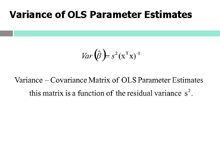Variance of OLS Parameter Estimates 