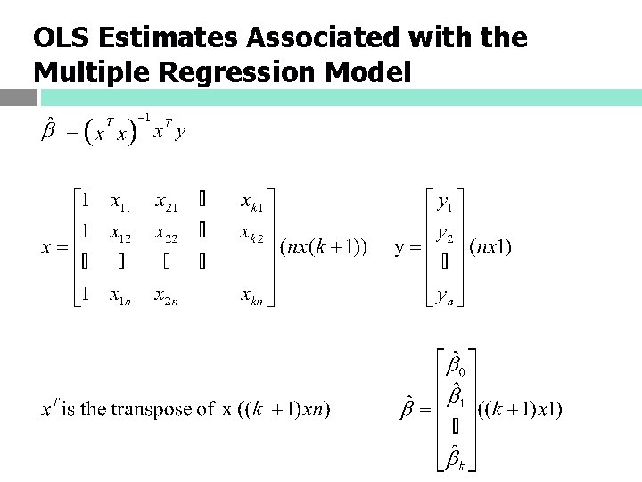 OLS Estimates Associated with the Multiple Regression Model 