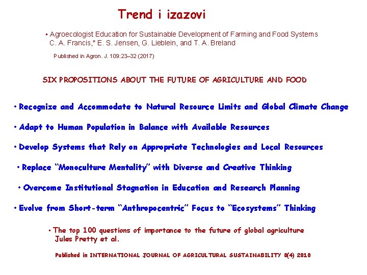 Trend i izazovi • Agroecologist Education for Sustainable Development of Farming and Food Systems