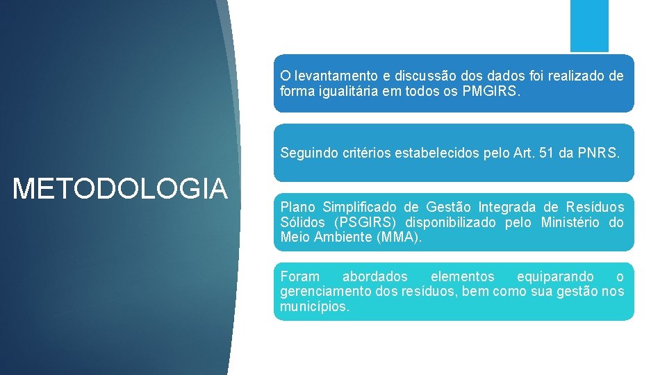 O levantamento e discussão dos dados foi realizado de forma igualitária em todos os