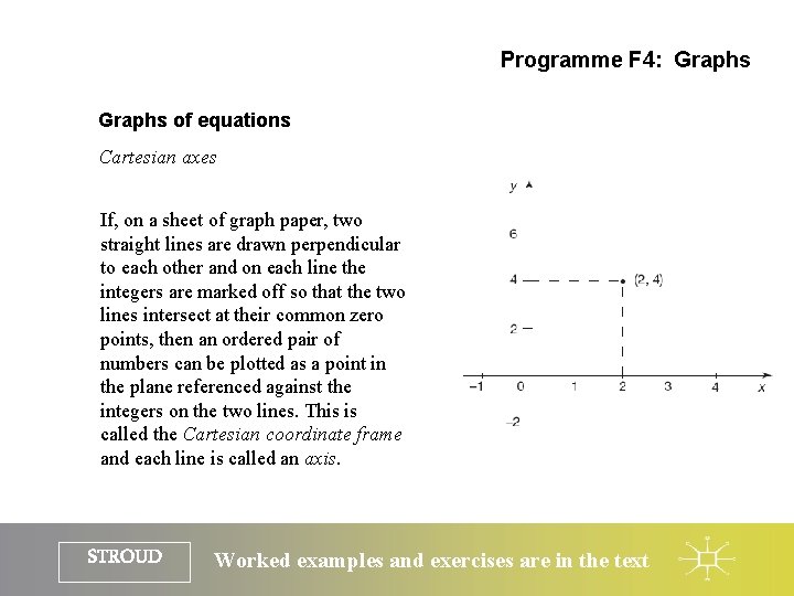 Programme F 4: Graphs of equations Cartesian axes If, on a sheet of graph