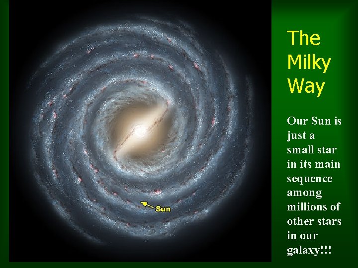 The Milky Way Our Sun is just a small star in its main sequence The Milky Way Our Sun is just a small star in its main sequence