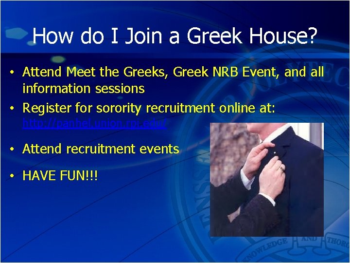 How do I Join a Greek House? • Attend Meet the Greeks, Greek NRB