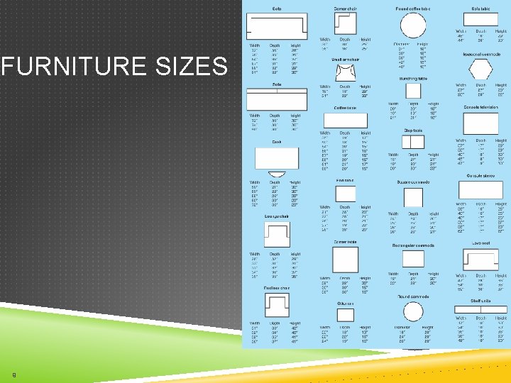 FURNITURE SIZES 9 