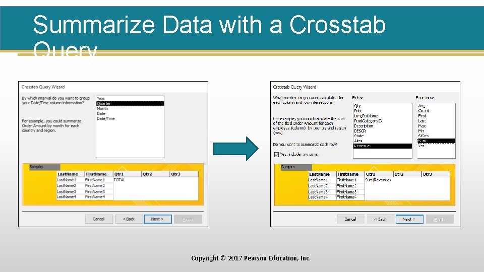 Summarize Data with a Crosstab Query Copyright © 2017 Pearson Education, Inc. 