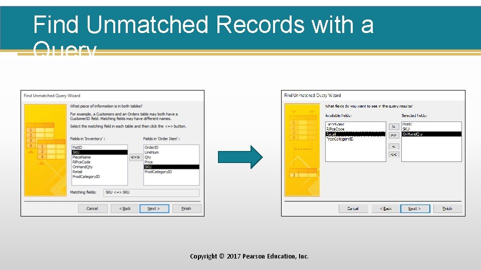 Find Unmatched Records with a Query Copyright © 2017 Pearson Education, Inc. 