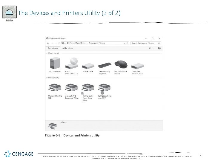 The Devices and Printers Utility (2 of 2) © 2018 Cengage. All Rights Reserved.