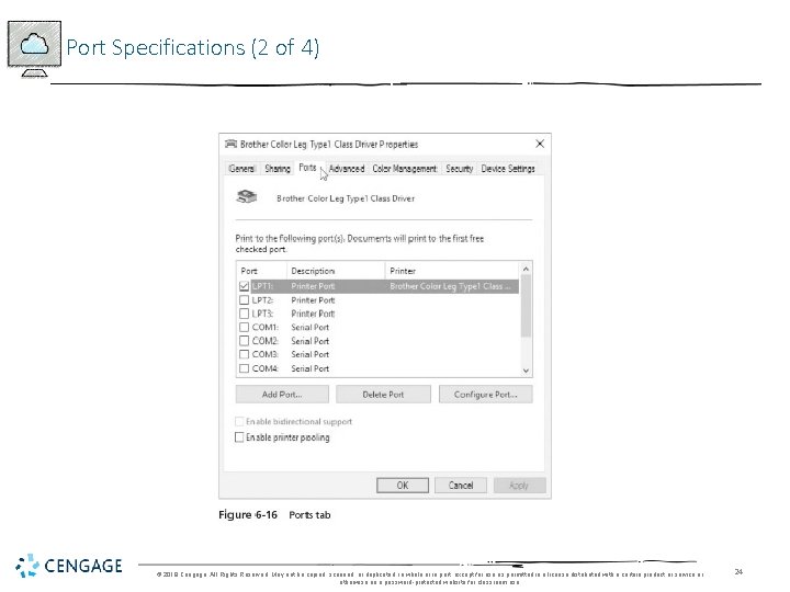 Port Specifications (2 of 4) © 2018 Cengage. All Rights Reserved. May not be