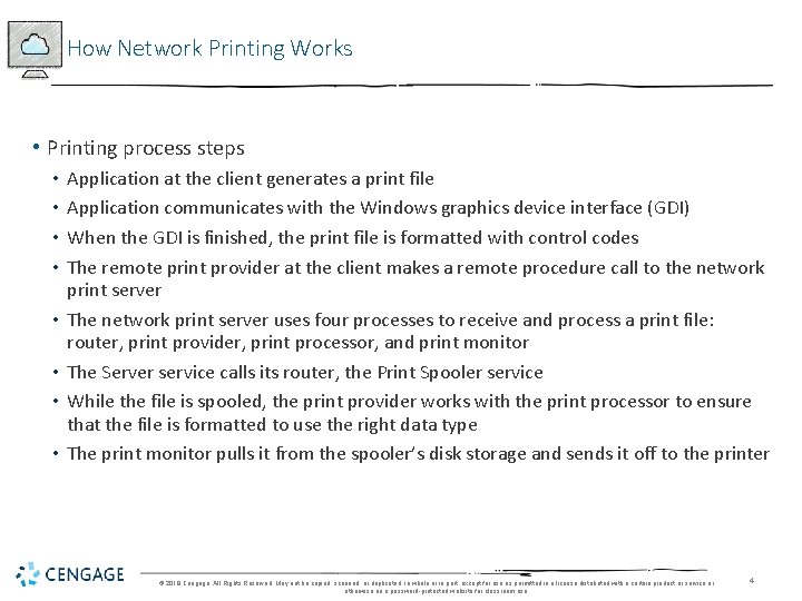 How Network Printing Works • Printing process steps • • Application at the client