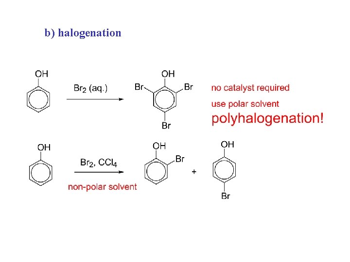 b) halogenation 