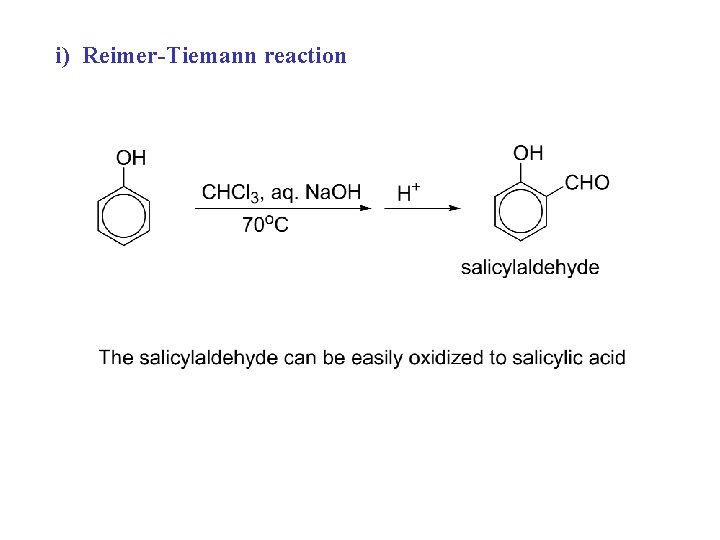 i) Reimer-Tiemann reaction 