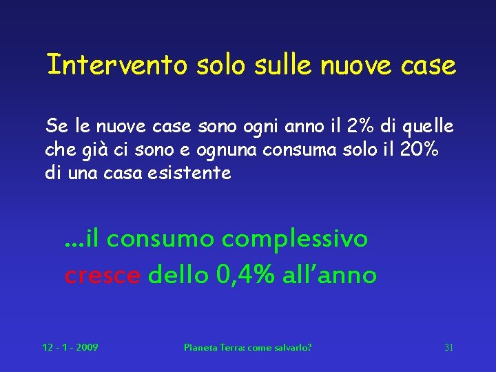 Intervento solo sulle nuove case Se le nuove case sono ogni anno il 2%