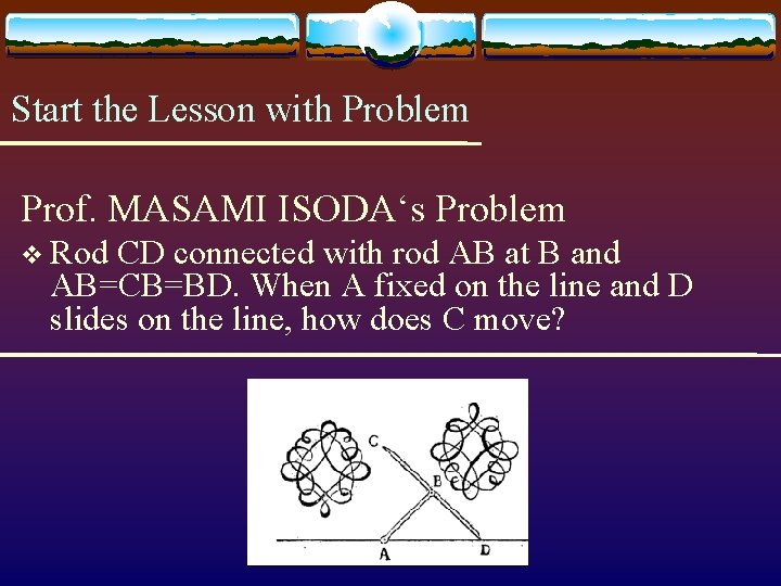 Start the Lesson with Problem Prof. MASAMI ISODA‘s Problem v Rod CD connected with Start the Lesson with Problem Prof. MASAMI ISODA‘s Problem v Rod CD connected with