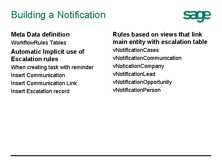 Building a Notification Meta Data definition Workflow. Rules Tables Automatic Implicit use of Escalation