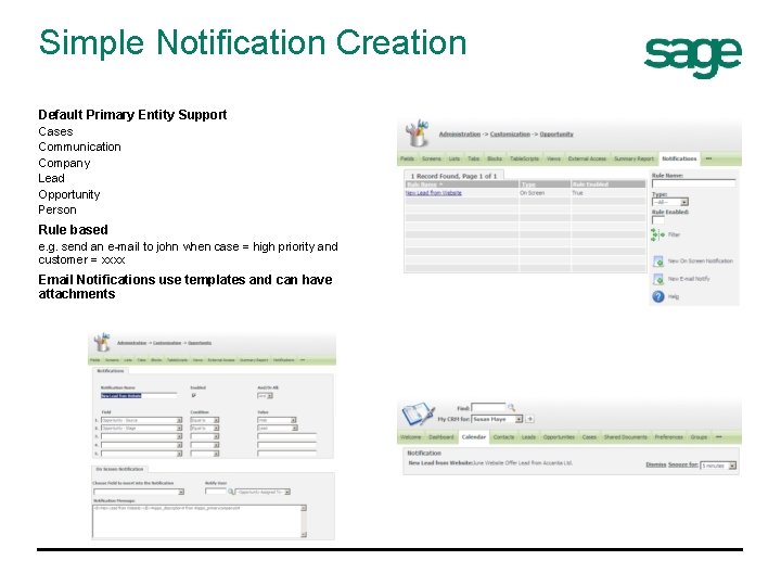 Simple Notification Creation Default Primary Entity Support Cases Communication Company Lead Opportunity Person Rule