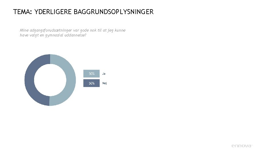 TEMA: YDERLIGERE BAGGRUNDSOPLYSNINGER Mine adgangsforudsætninger var gode nok til at jeg kunne have valgt