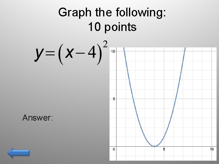 Graph the following: 10 points Answer: 