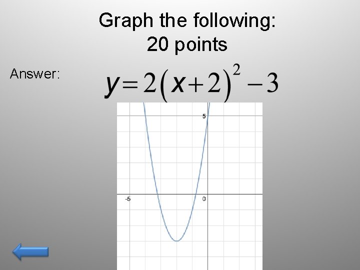 Graph the following: 20 points Answer: 