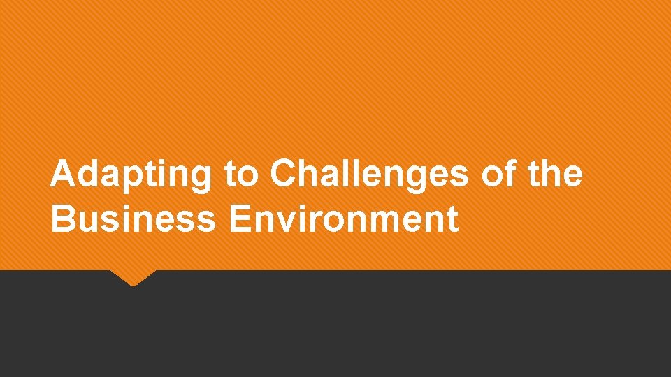 Adapting to Challenges of the Business Environment 