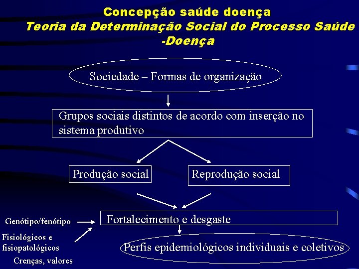 Concepção saúde doença Teoria da Determinação Social do Processo Saúde -Doença Sociedade – Formas