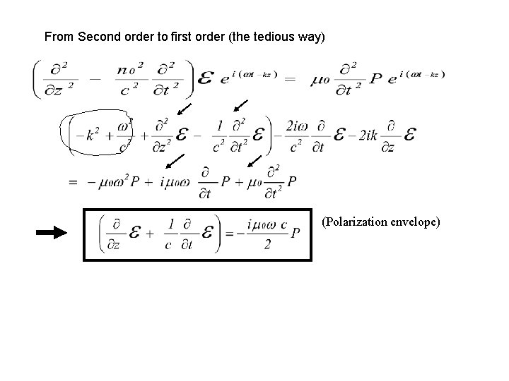 From Second order to first order (the tedious way) (Polarization envelope) 
