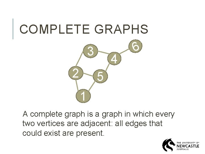 COMPLETE GRAPHS 6 3 4 2 5 1 A complete graph is a graph