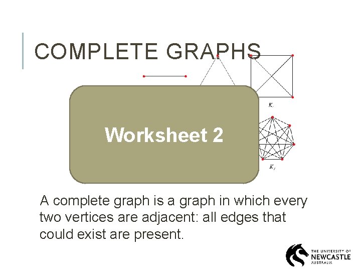 COMPLETE GRAPHS Worksheet 2 A complete graph is a graph in which every two