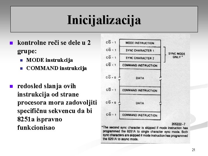 Inicijalizacija n kontrolne reči se dele u 2 grupe: n n n MODE instrukcija