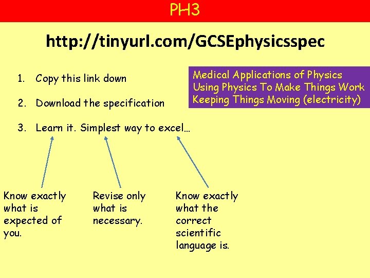 PH 3 http: //tinyurl. com/GCSEphysicsspec 1. Medical Applications of Physics Using Physics To Make