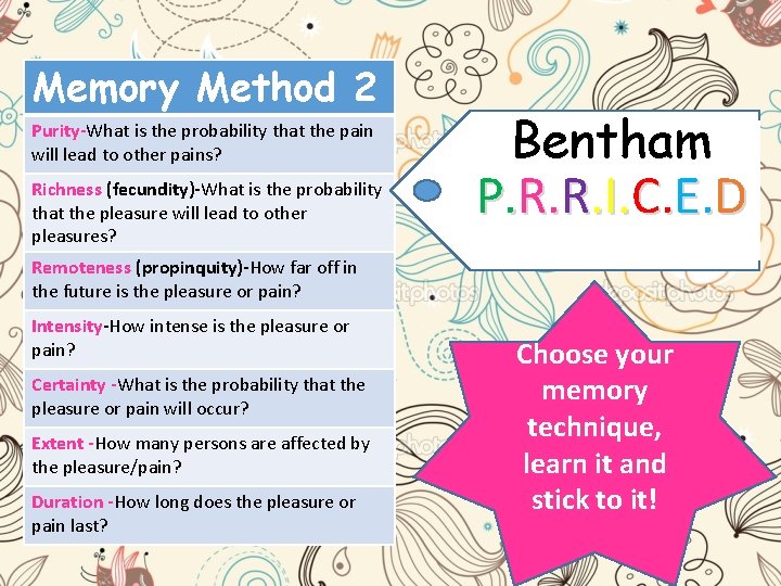 Memory Method 2 Purity-What is the probability that the pain will lead to other