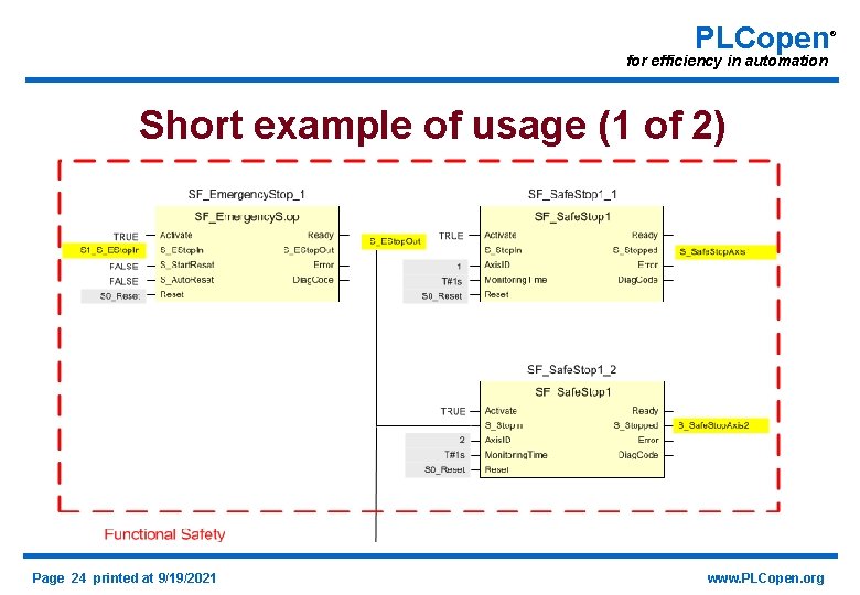 PLCopen for efficiency in automation Short example of usage (1 of 2) Page 24