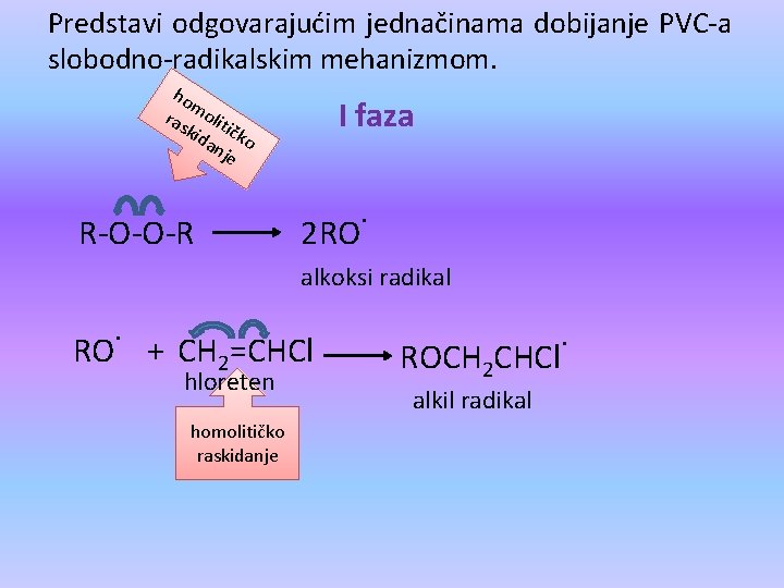 Predstavi odgovarajućim jednačinama dobijanje PVC-a slobodno-radikalskim mehanizmom. ho m ras olit kid ičk an