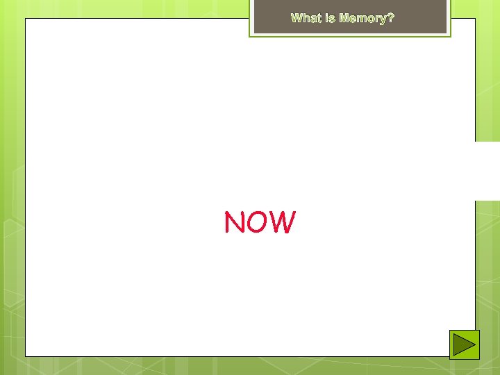 What is Memory? GCE BTEC GCSE GNVQ AS NOW 