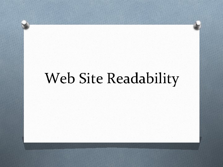 Web Site Readability 