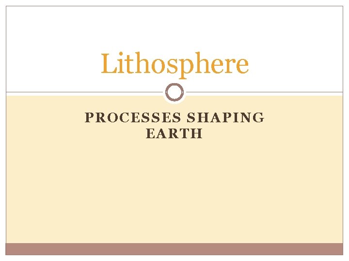Lithosphere PROCESSES SHAPING EARTH 