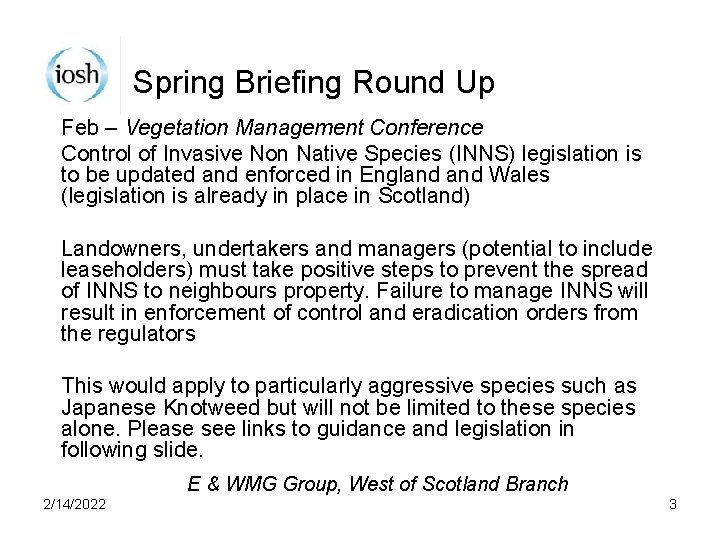 Spring Briefing Round Up Feb – Vegetation Management Conference Control of Invasive Non Native
