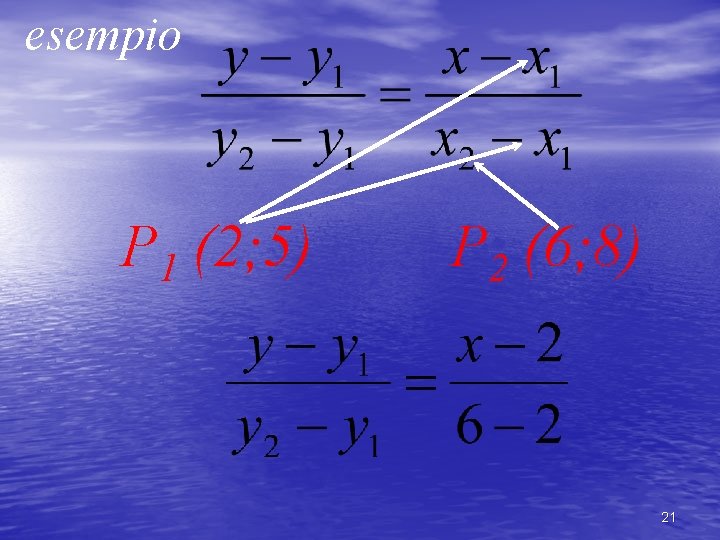 esempio P 1 (2; 5) P 2 (6; 8) 21 