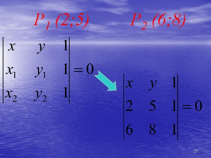 P 1 (2; 5) P 2 (6; 8) 27 