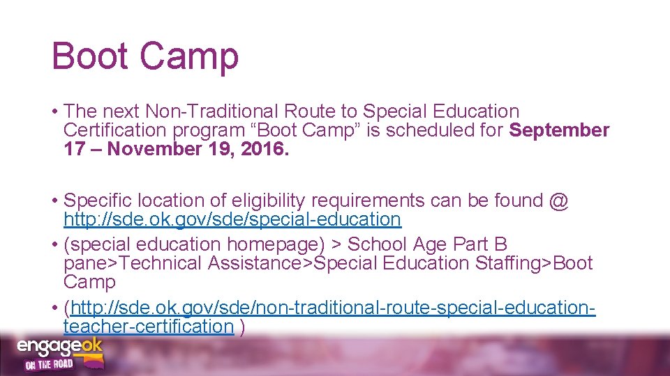 Boot Camp • The next Non-Traditional Route to Special Education Certification program “Boot Camp”