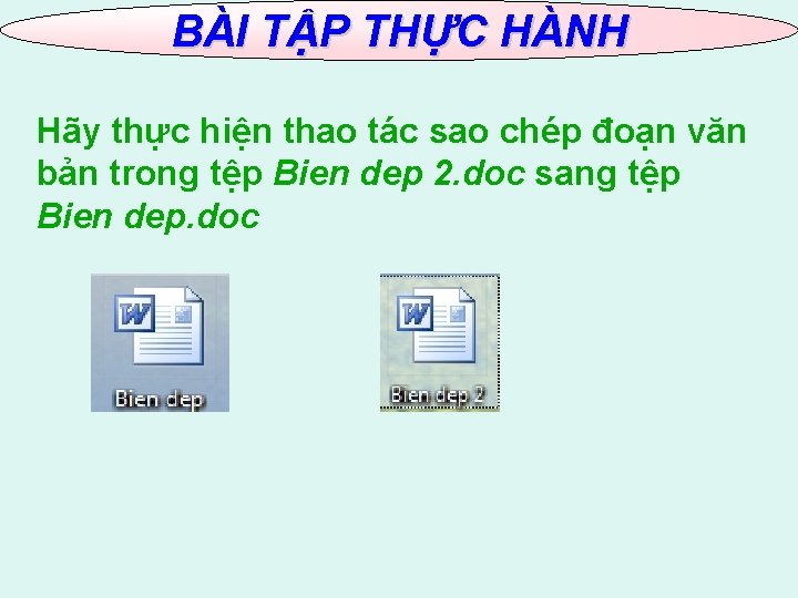 BÀI TẬP THỰC HÀNH Hãy thực hiện thao tác sao chép đoạn văn bản