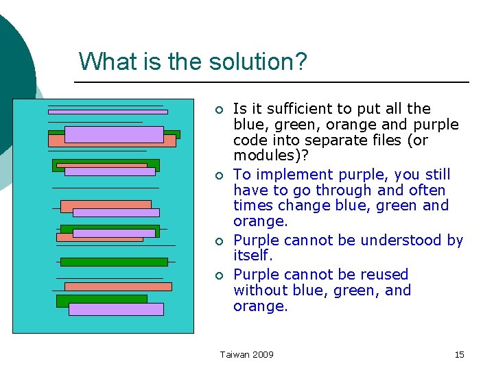 What is the solution? ¡ ¡ Is it sufficient to put all the blue,