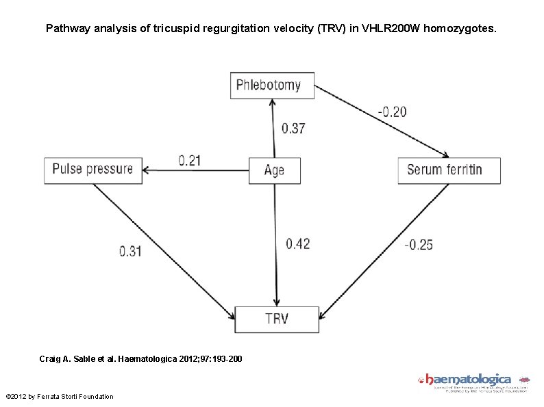 Pathway analysis of tricuspid regurgitation velocity (TRV) in VHLR 200 W homozygotes. Craig A.