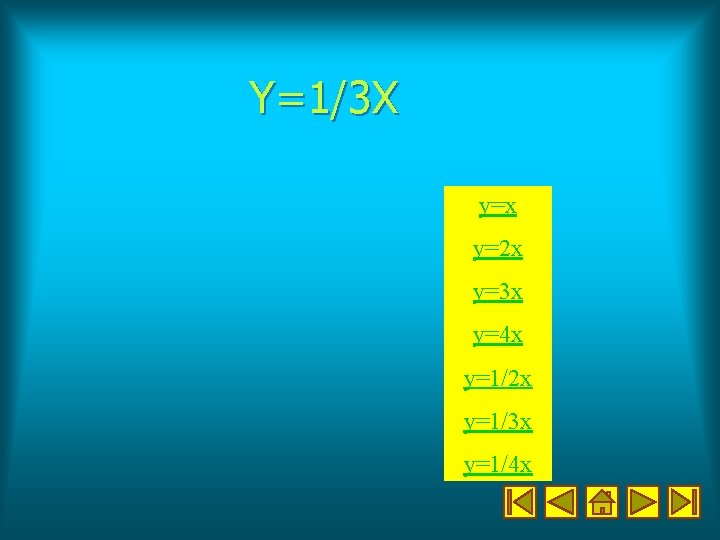 Y=1/3 X y=x y=2 x y=3 x y=4 x y=1/2 x y=1/3 x y=1/4