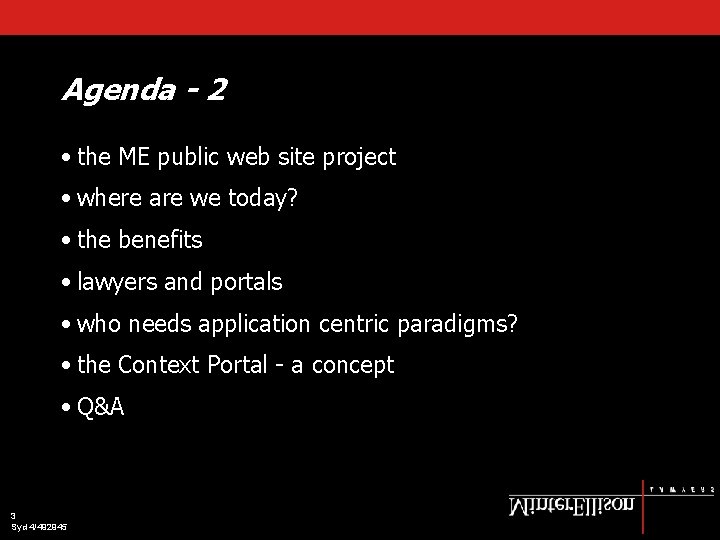 Agenda - 2 • the ME public web site project • where are we