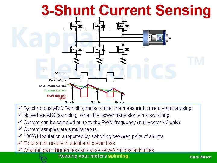 3 -Shunt Current Sensing Kappa Electronics Dave’s Motor Control Center TM PWM top PWM