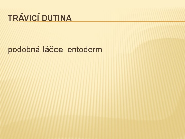 TRÁVICÍ DUTINA podobná láčce entoderm 