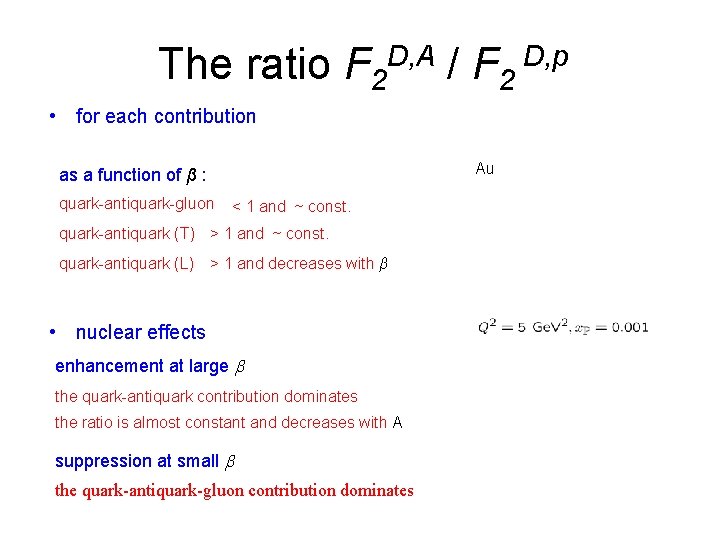 The ratio F 2 D, A / F 2 D, p • for each
