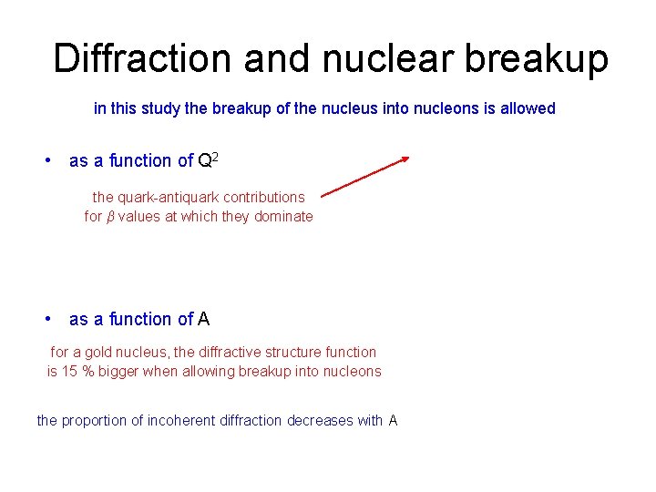 Diffraction and nuclear breakup in this study the breakup of the nucleus into nucleons