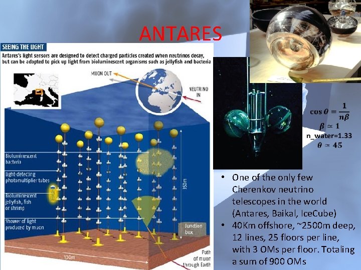 ANTARES • One of the only few Cherenkov neutrino telescopes in the world (Antares,