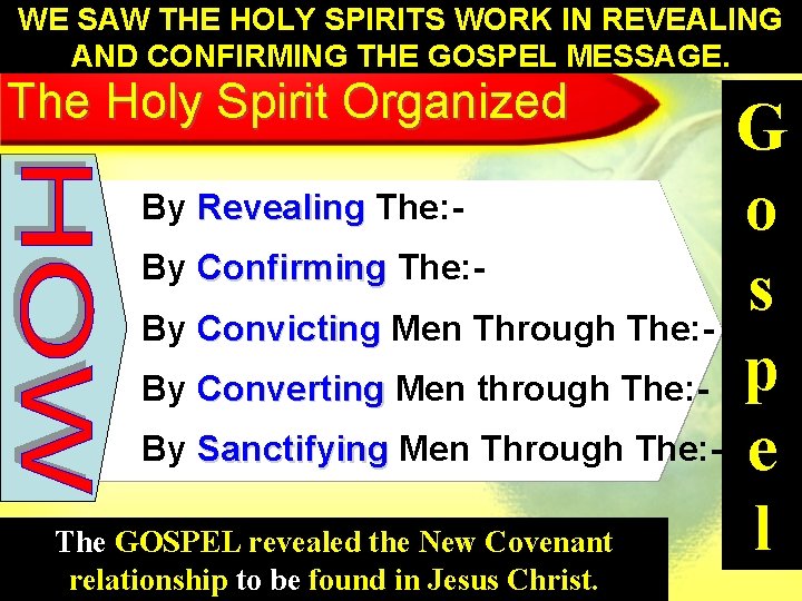 WE SAW THE HOLY SPIRITS WORK IN REVEALING 3 AND CONFIRMING THE GOSPEL MESSAGE.